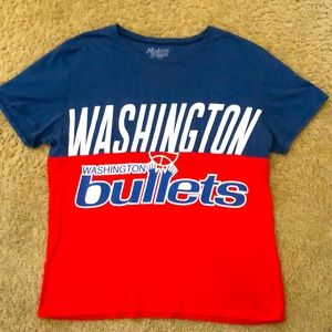 NBA Washington Bullets Wizards Red-Blue Basketball Tee Shirt X Mustache Arcade